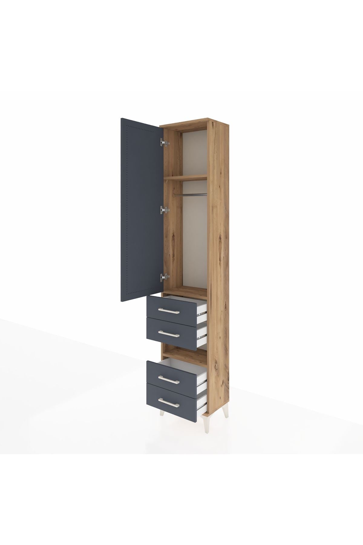 Arges Dolap 3 Raflı 4 Çekmeceli Tek Askılı 44x30x221 - S28M094V8A