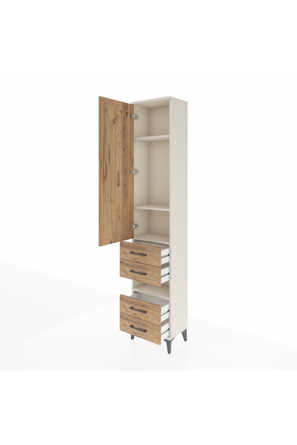 Arges Dolap 4 Raflı 4 Çekmeceli Tek Kapaklı 44x30x221 - S28M095V3A