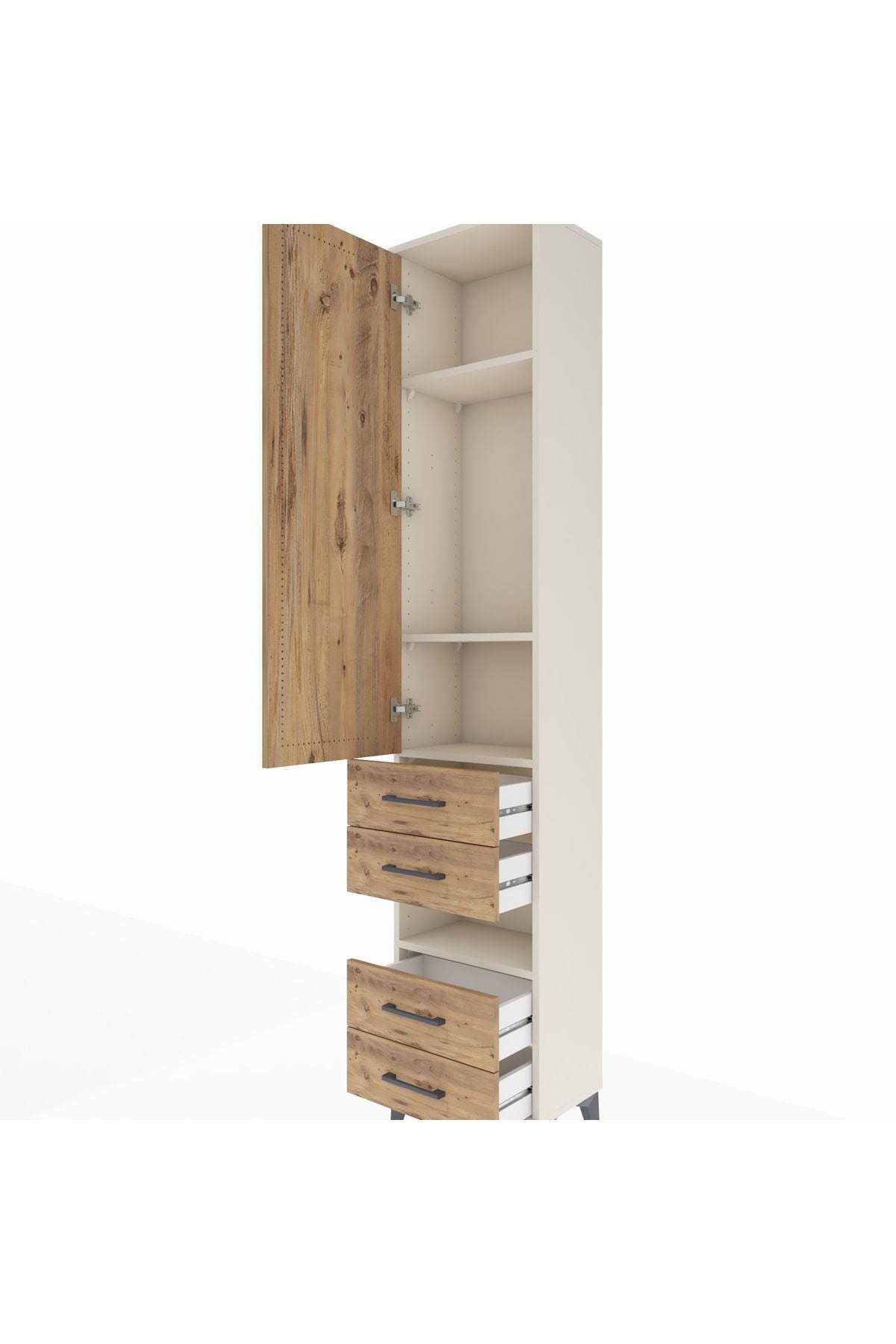 Arges Dolap 4 Raflı 4 Çekmeceli Tek Kapaklı 44x30x221 - S28M095V3A