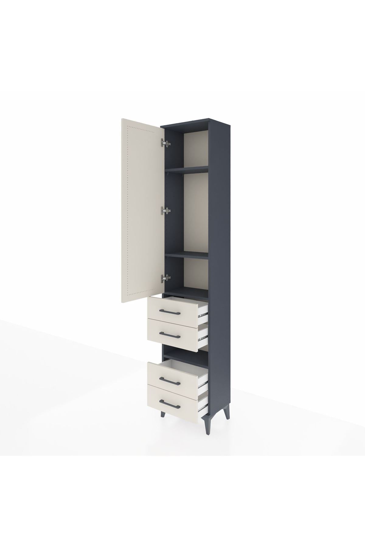 Arges Dolap 4 Raflı 4 Çekmeceli Tek Kapaklı 44x30x221 - S28M095V4A