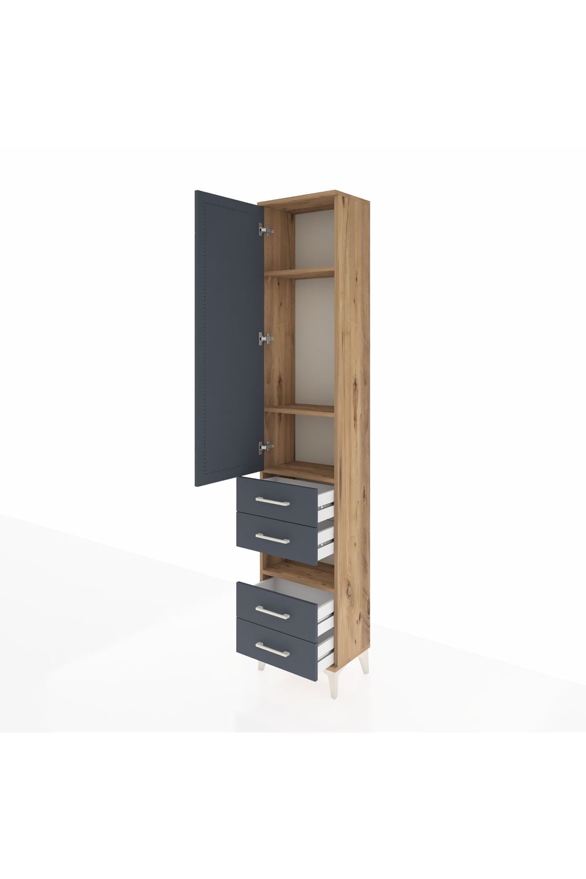 Arges Dolap 4 Raflı 4 Çekmeceli Tek Kapaklı 44x30x221 - S28M095V8A