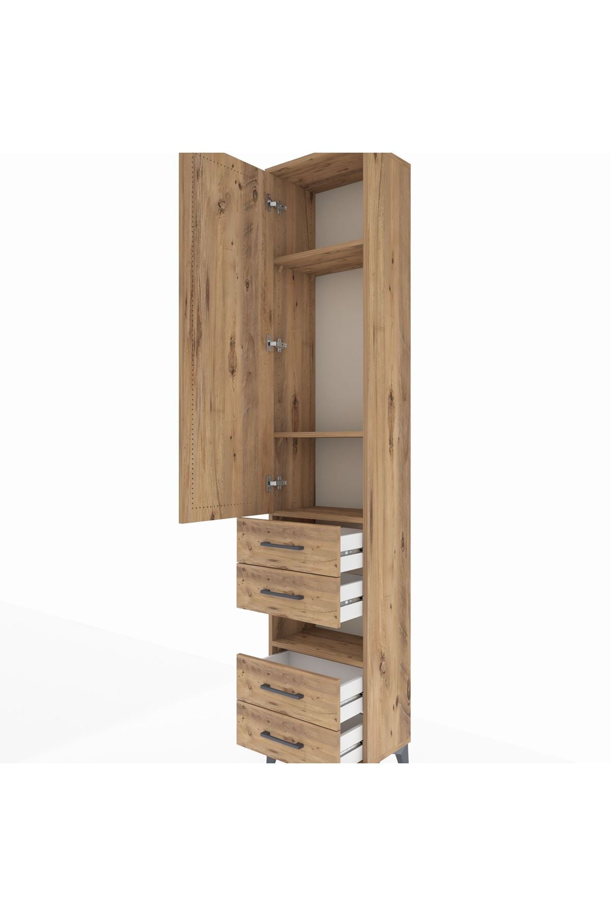 Arges Dolap 4 Raflı 4 Çekmeceli Tek Kapaklı 44x30x221 - S28M095V9A