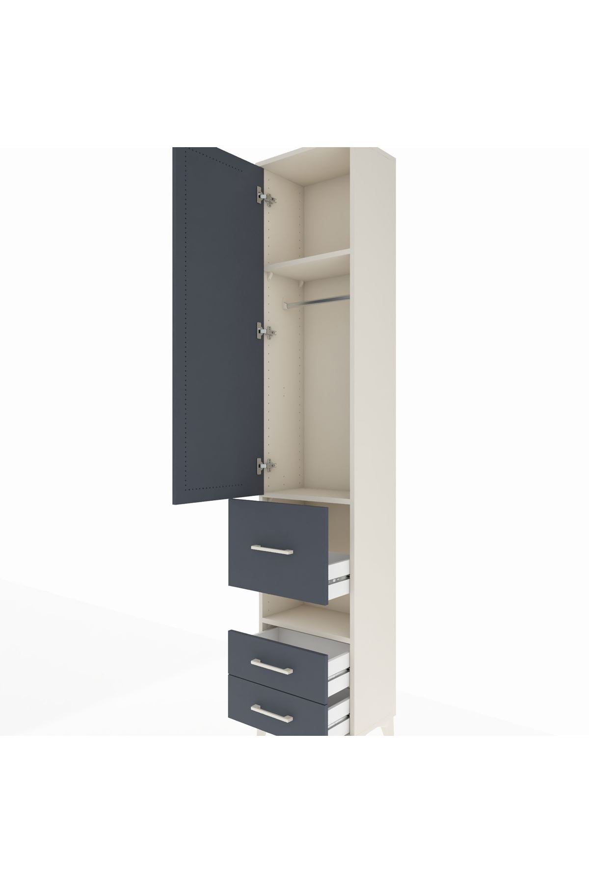 Arges Dolap 3 Raflı 3 Çekmeceli Tek Askılı 44x30x221 - S28M097V2A