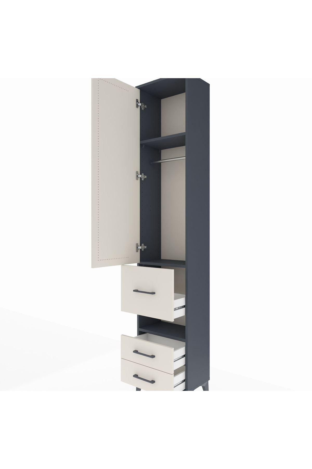 Arges Dolap 3 Raflı 3 Çekmeceli Tek Askılı 44x30x221 - S28M097V4A