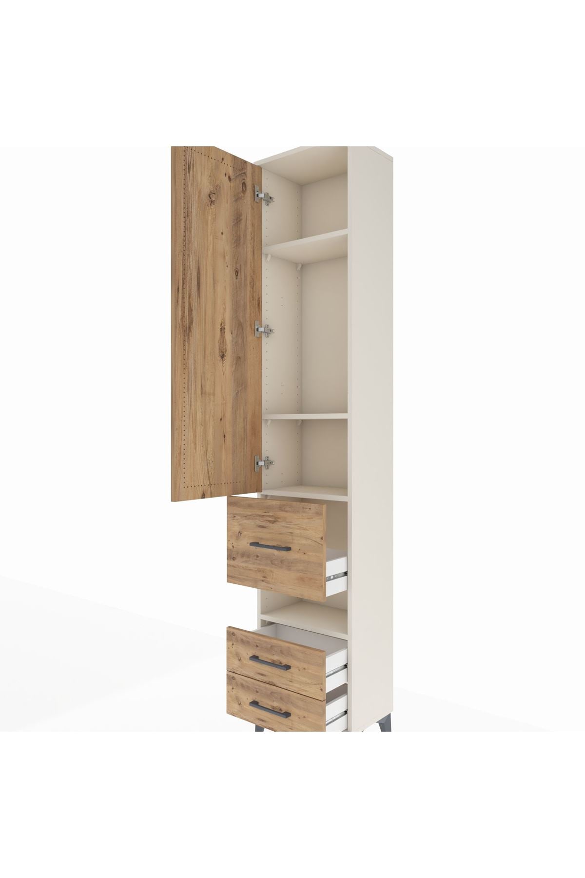 Arges Dolap 4 Raflı 3 Çekmeceli Tek Kapaklı 44x30x221 - S28M098V3A