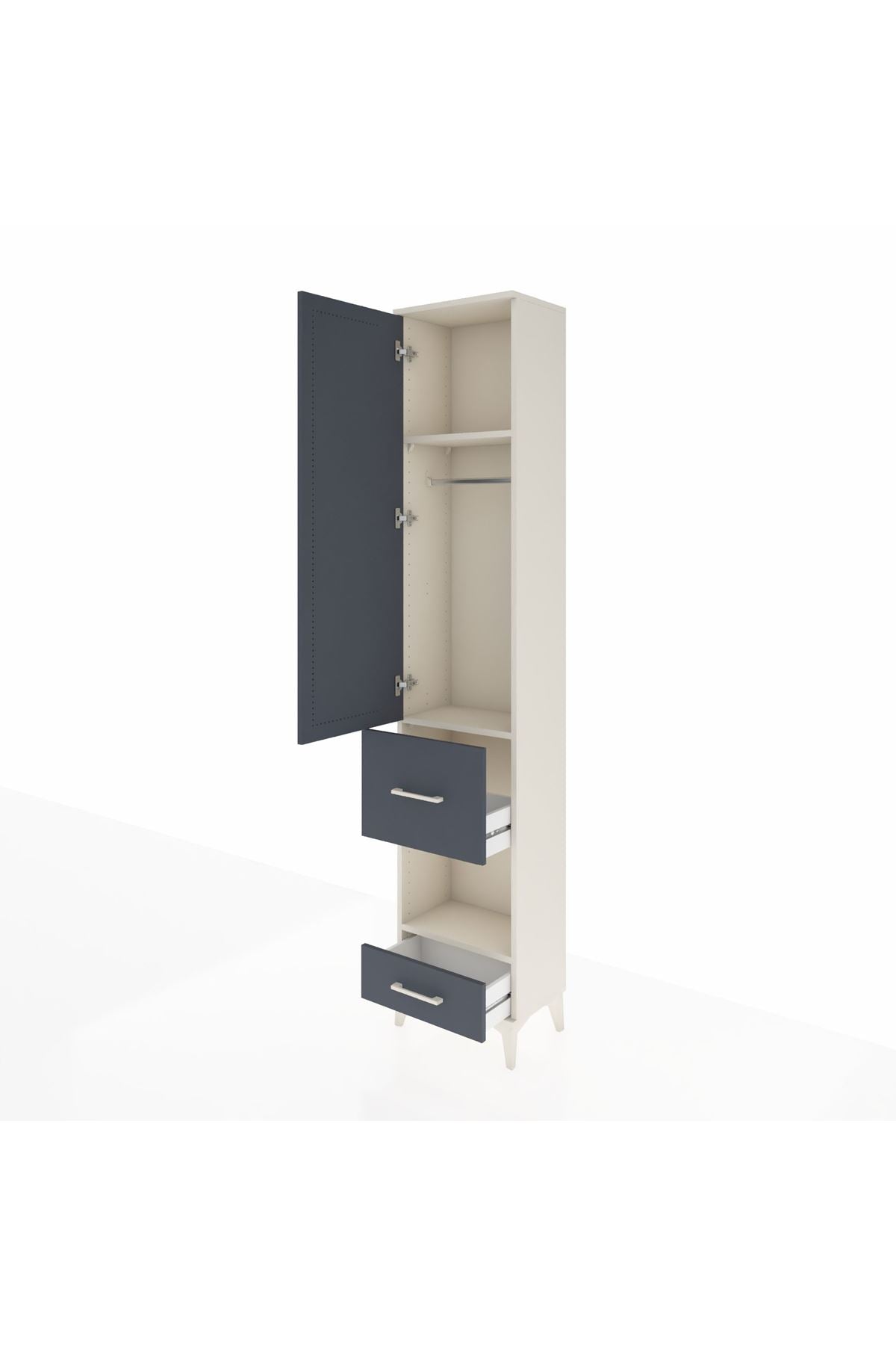 Arges Dolap 3 Raflı 2 Çekmeceli Tek Askılı 44x30x221 - S28M100V2A
