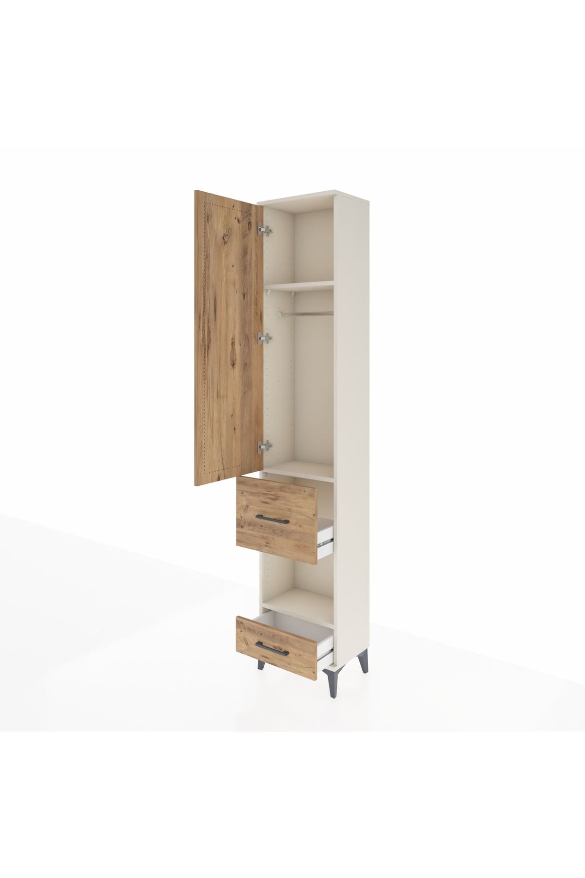 Arges Dolap 3 Raflı 2 Çekmeceli Tek Askılı 44x30x221 - S28M100V3A