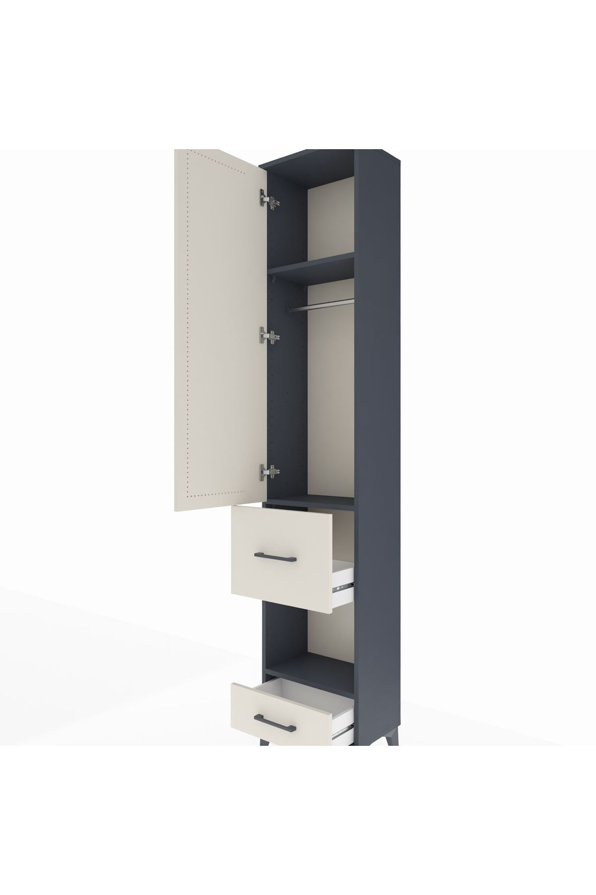 Arges Dolap 3 Raflı 2 Çekmeceli Tek Askılı 44x30x221 - S28M100V4A