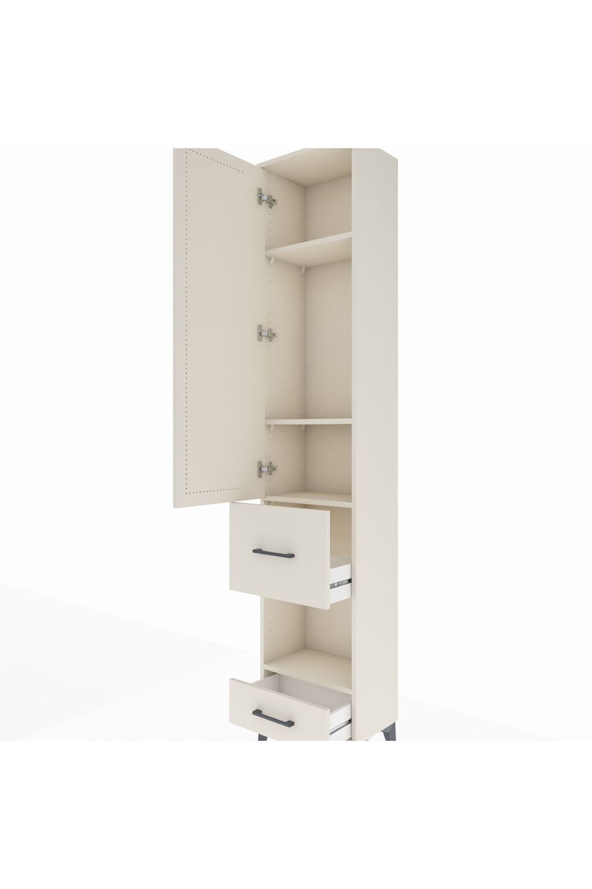 Arges Dolap 4 Raflı 2 Çekmeceli Tek Kapaklı 44x30x221 - S28M101V1A