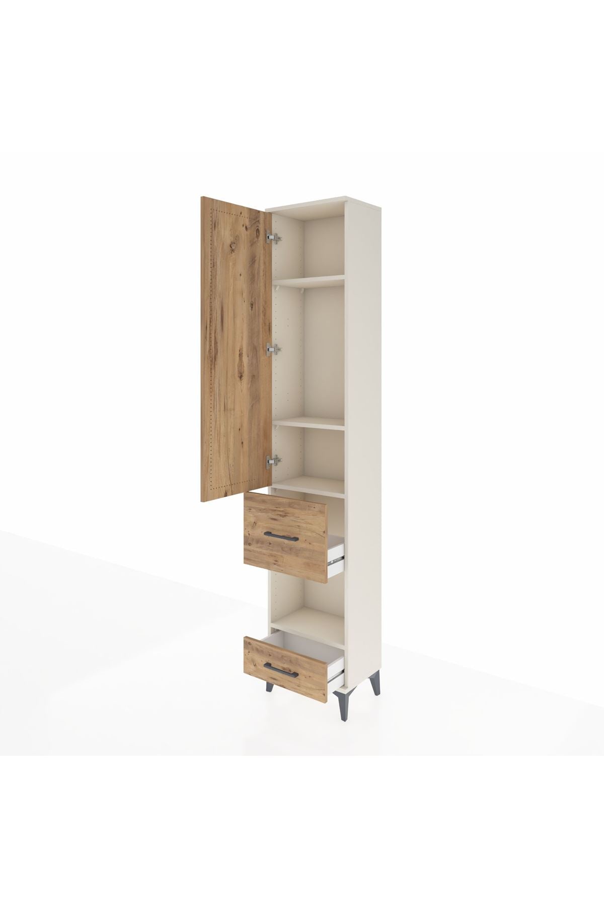 Arges Dolap 4 Raflı 2 Çekmeceli Tek Kapaklı 44x30x221 - S28M101V3A