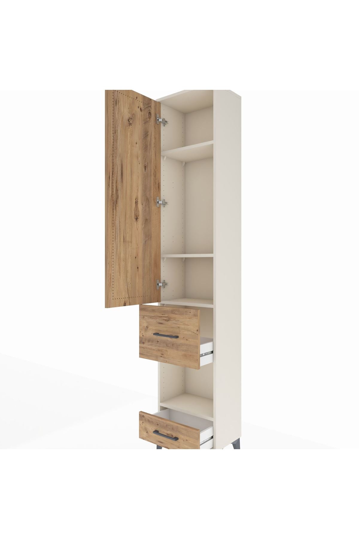 Arges Dolap 4 Raflı 2 Çekmeceli Tek Kapaklı 44x30x221 - S28M101V3A