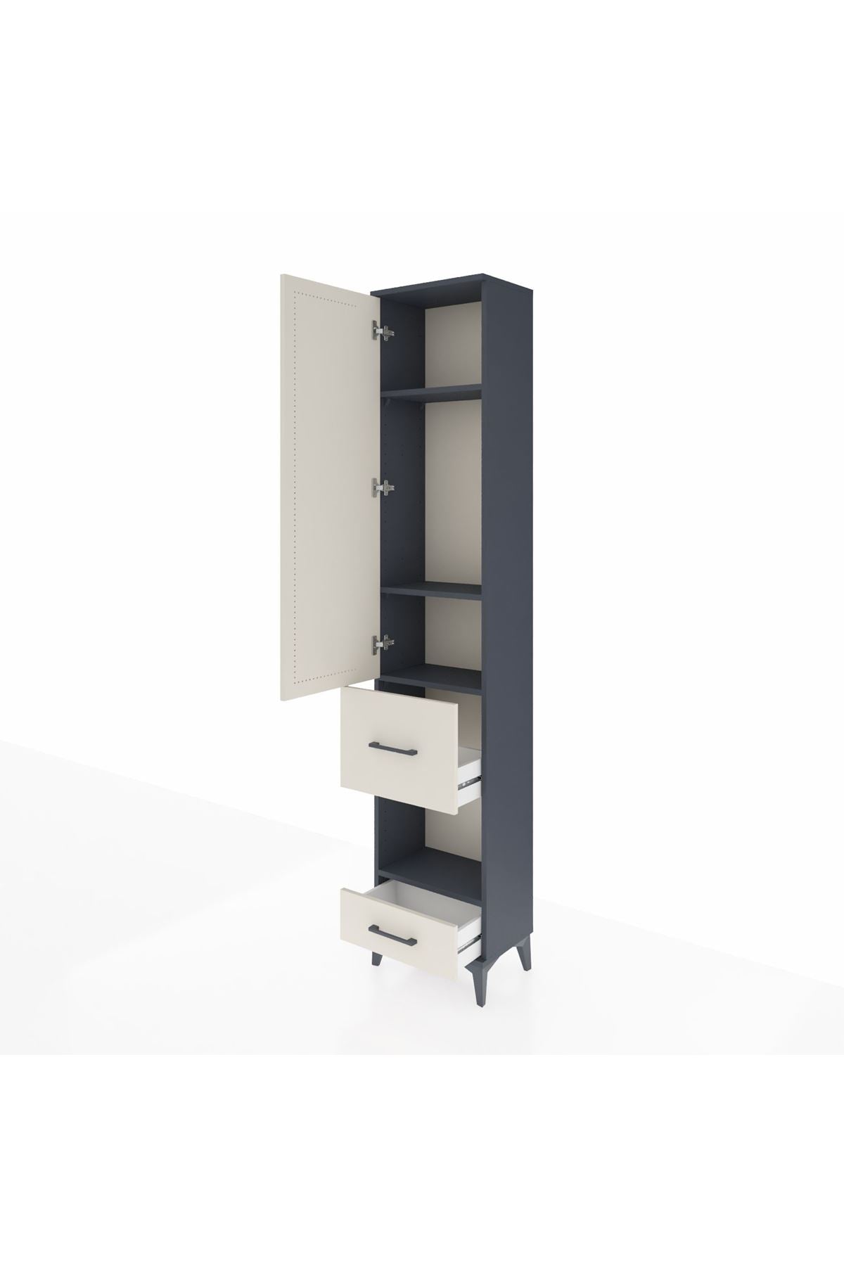 Arges Dolap 4 Raflı 2 Çekmeceli Tek Kapaklı 44x30x221 - S28M101V4A