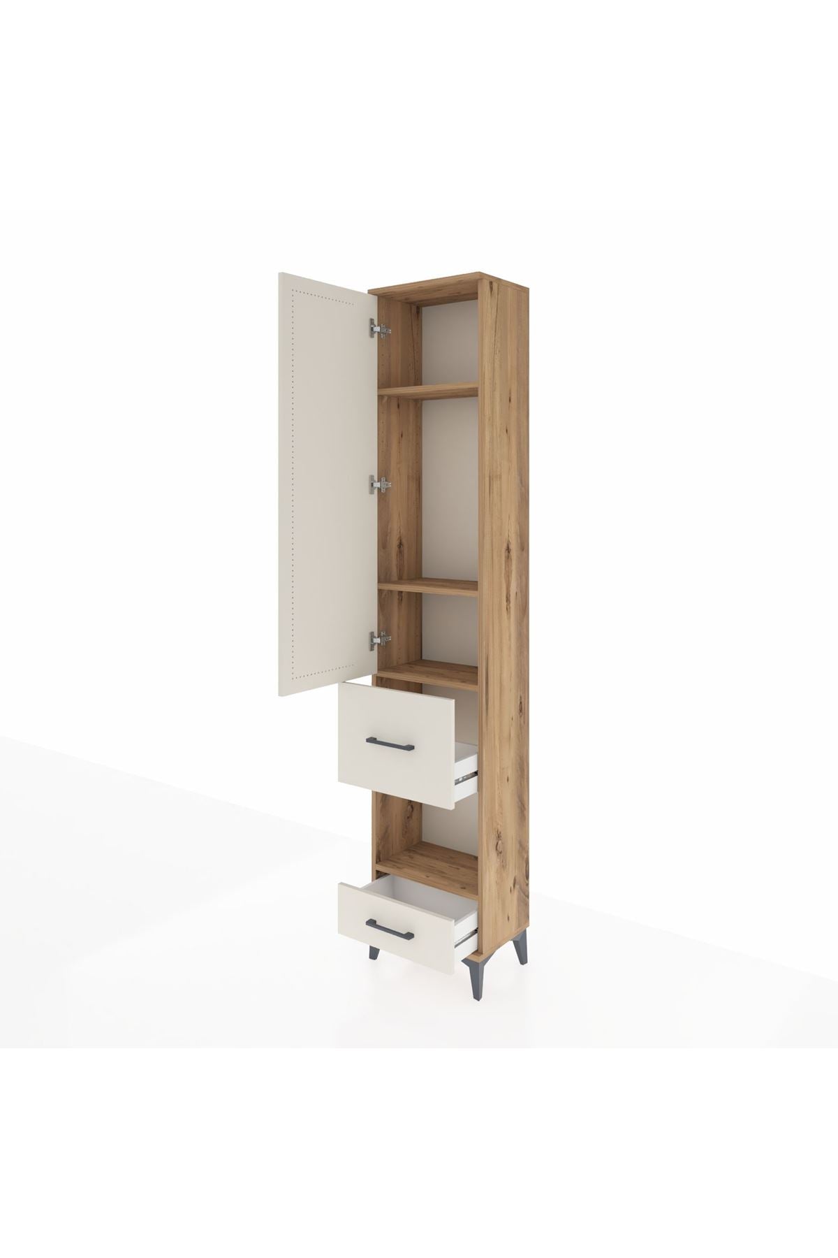 Arges Dolap 4 Raflı 2 Çekmeceli Tek Kapaklı 44x30x221 - S28M101V7A