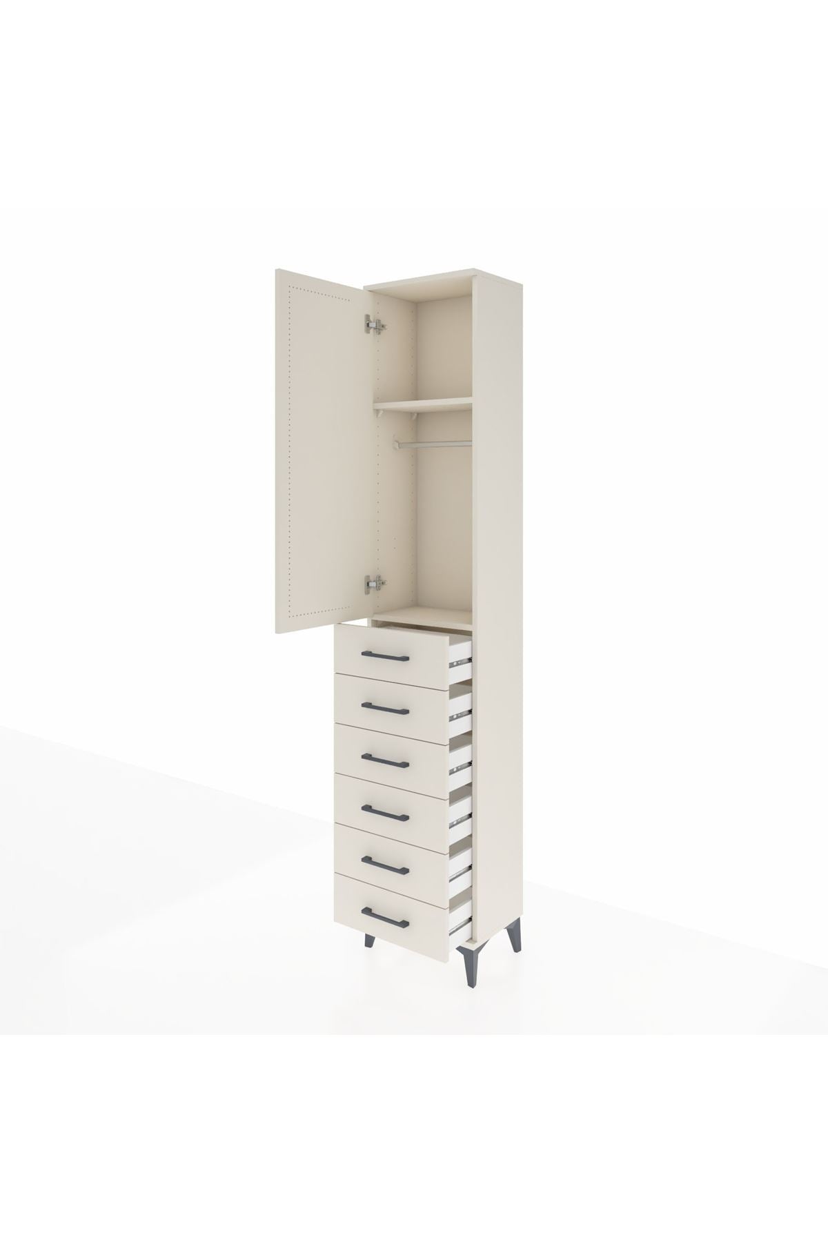 Arges Dolap 2 Raflı 6 Çekmeceli Tek Askılı 44x30x221 - S28M103V1A