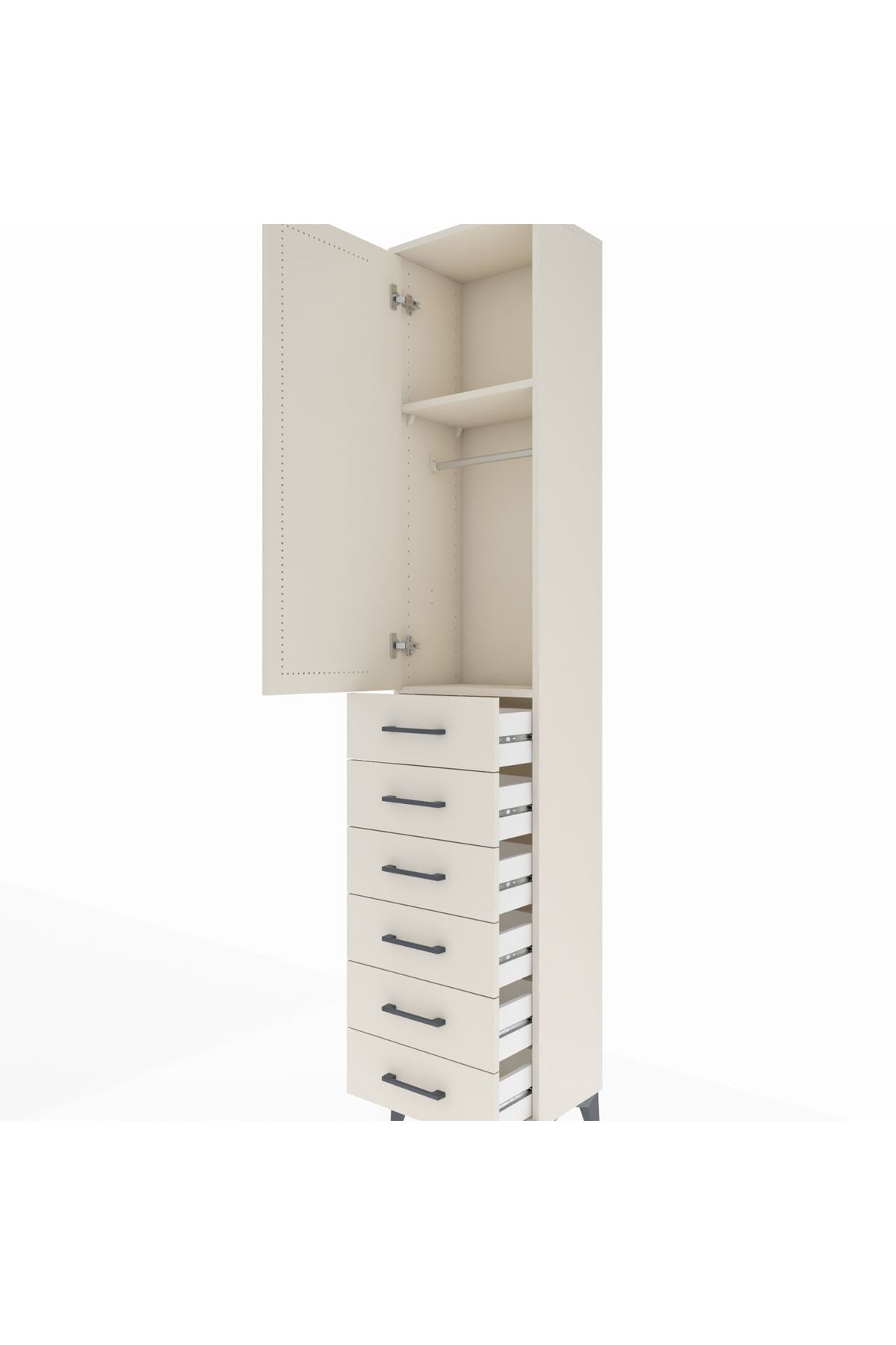 Arges Dolap 2 Raflı 6 Çekmeceli Tek Askılı 44x30x221 - S28M103V1A