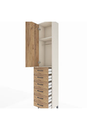 Arges Dolap 2 Raflı 6 Çekmeceli Tek Askılı 44x30x221 - S28M103V3A