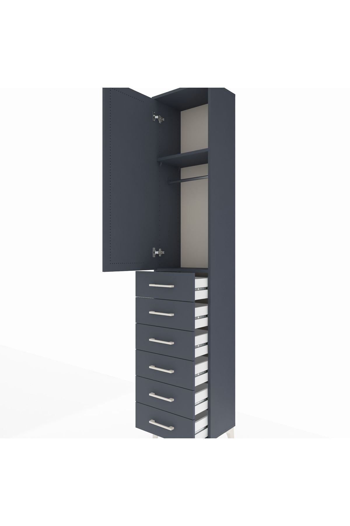 Arges Dolap 2 Raflı 6 Çekmeceli Tek Askılı 44x30x221 - S28M103V5A