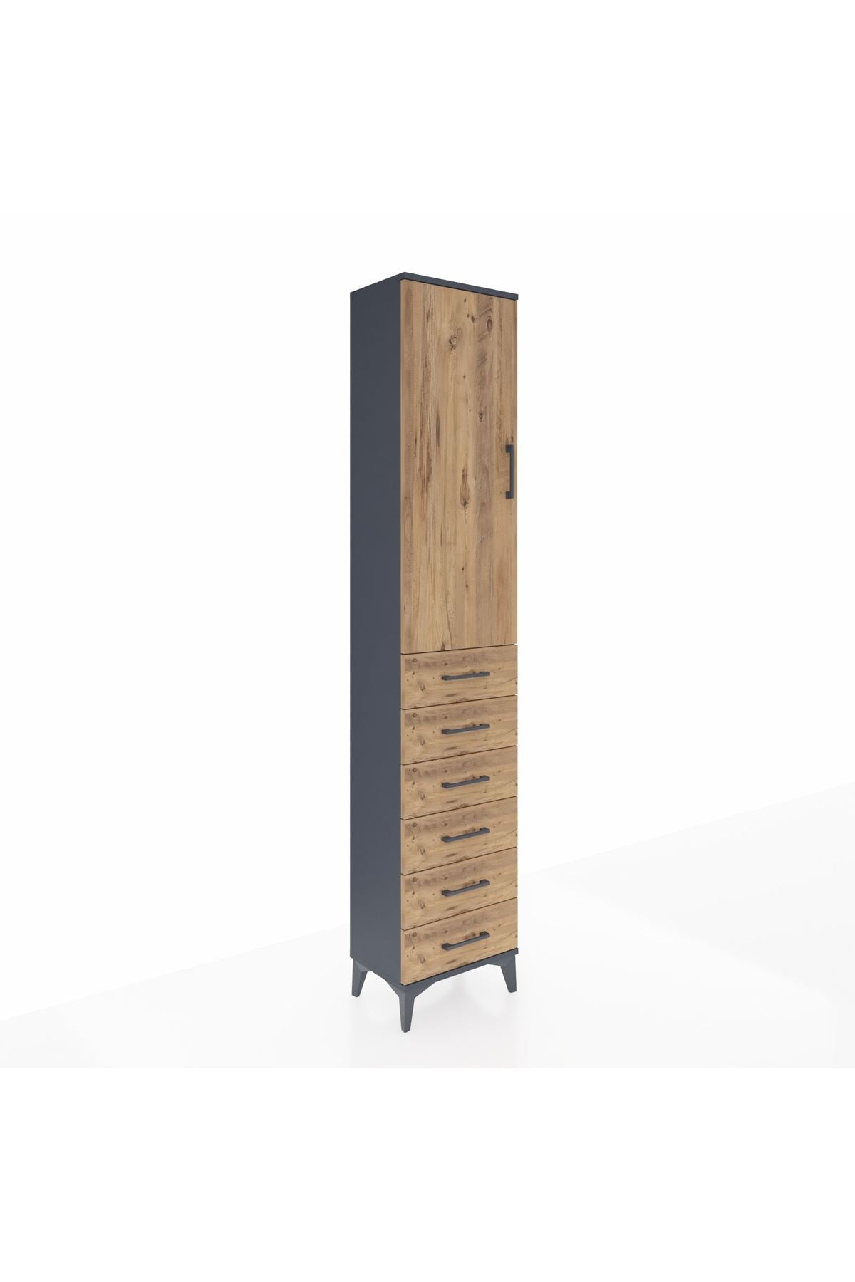 Arges Dolap 2 Raflı 6 Çekmeceli Tek Askılı 44x30x221 - S28M103V6A