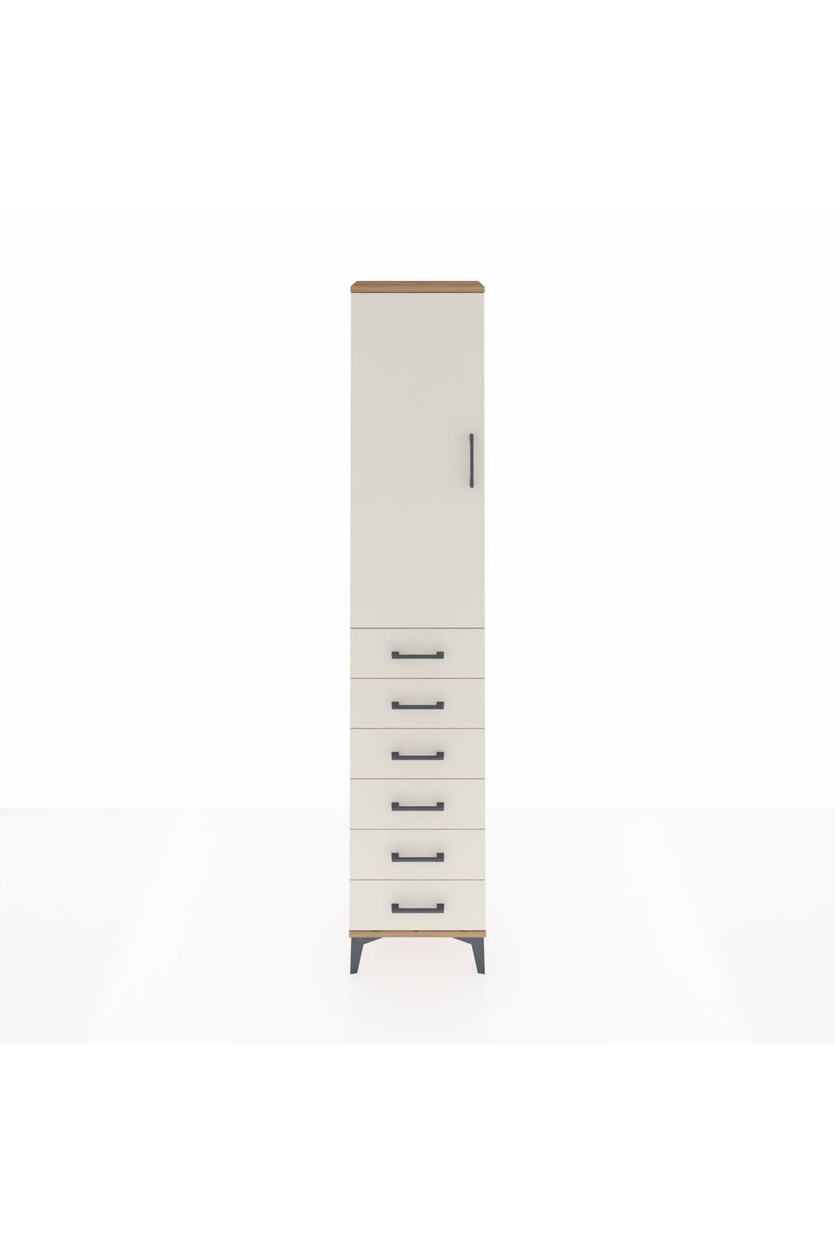 Arges Dolap 2 Raflı 6 Çekmeceli Tek Askılı 44x30x221 - S28M103V7A
