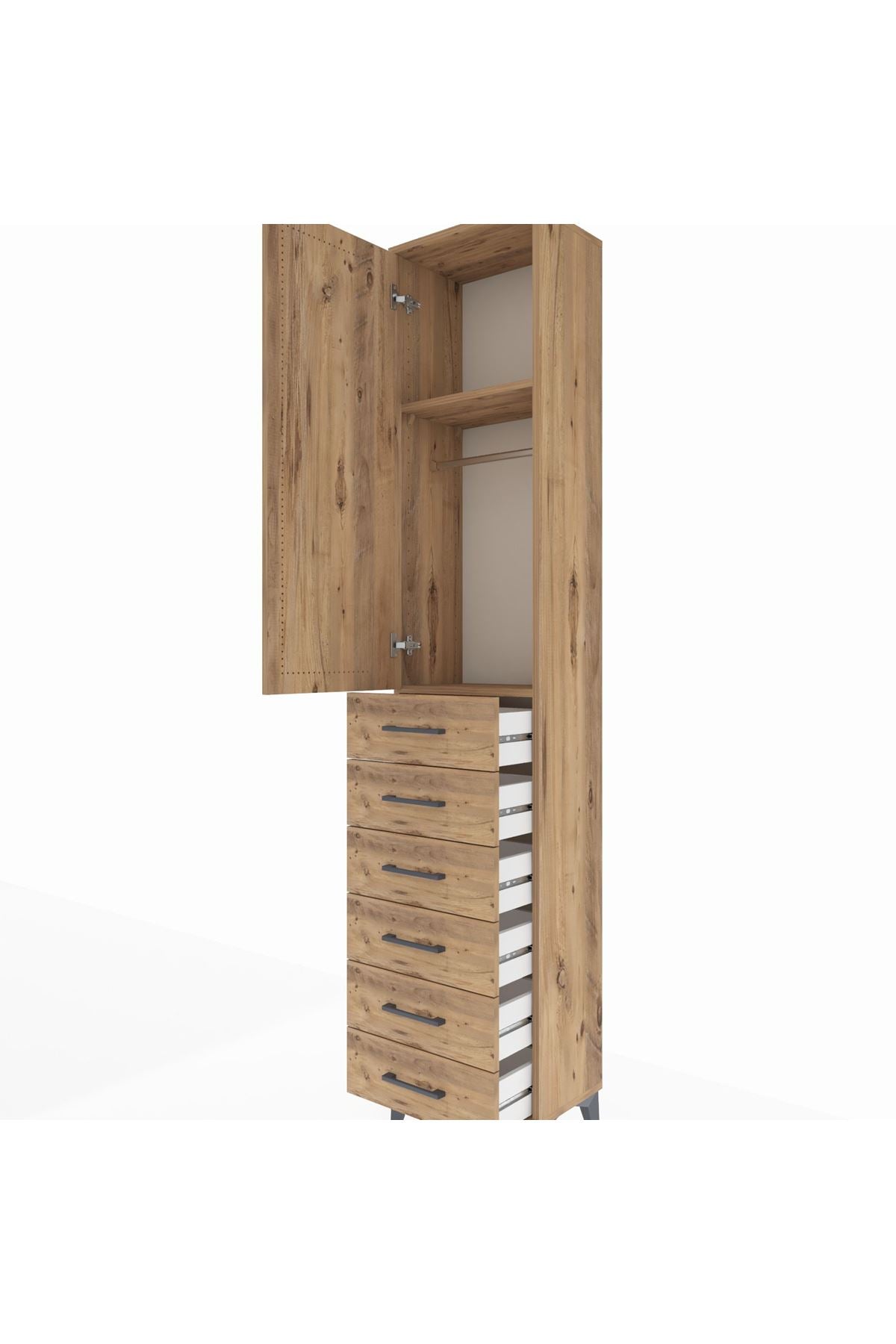 Arges Dolap 2 Raflı 6 Çekmeceli Tek Askılı 44x30x221 - S28M103V9A
