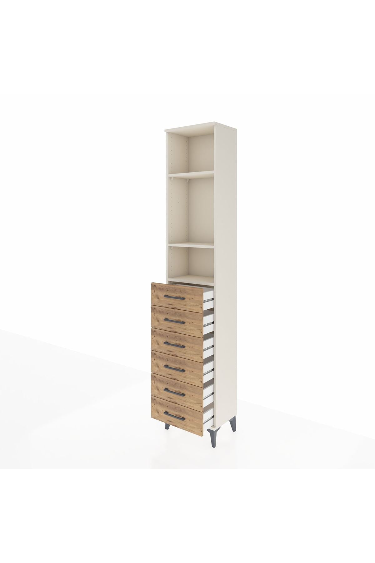 Arges Dolap 3 Raflı 6 Çekmeceli 44x30x221 - S28M105V3A