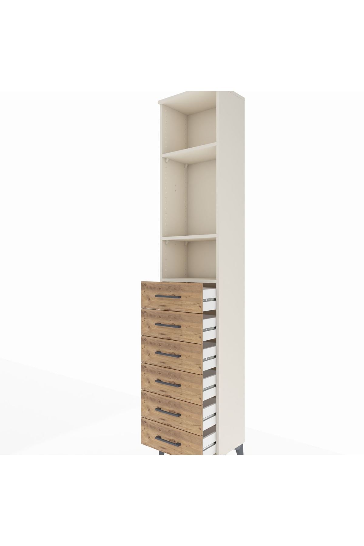 Arges Dolap 3 Raflı 6 Çekmeceli 44x30x221 - S28M105V3A