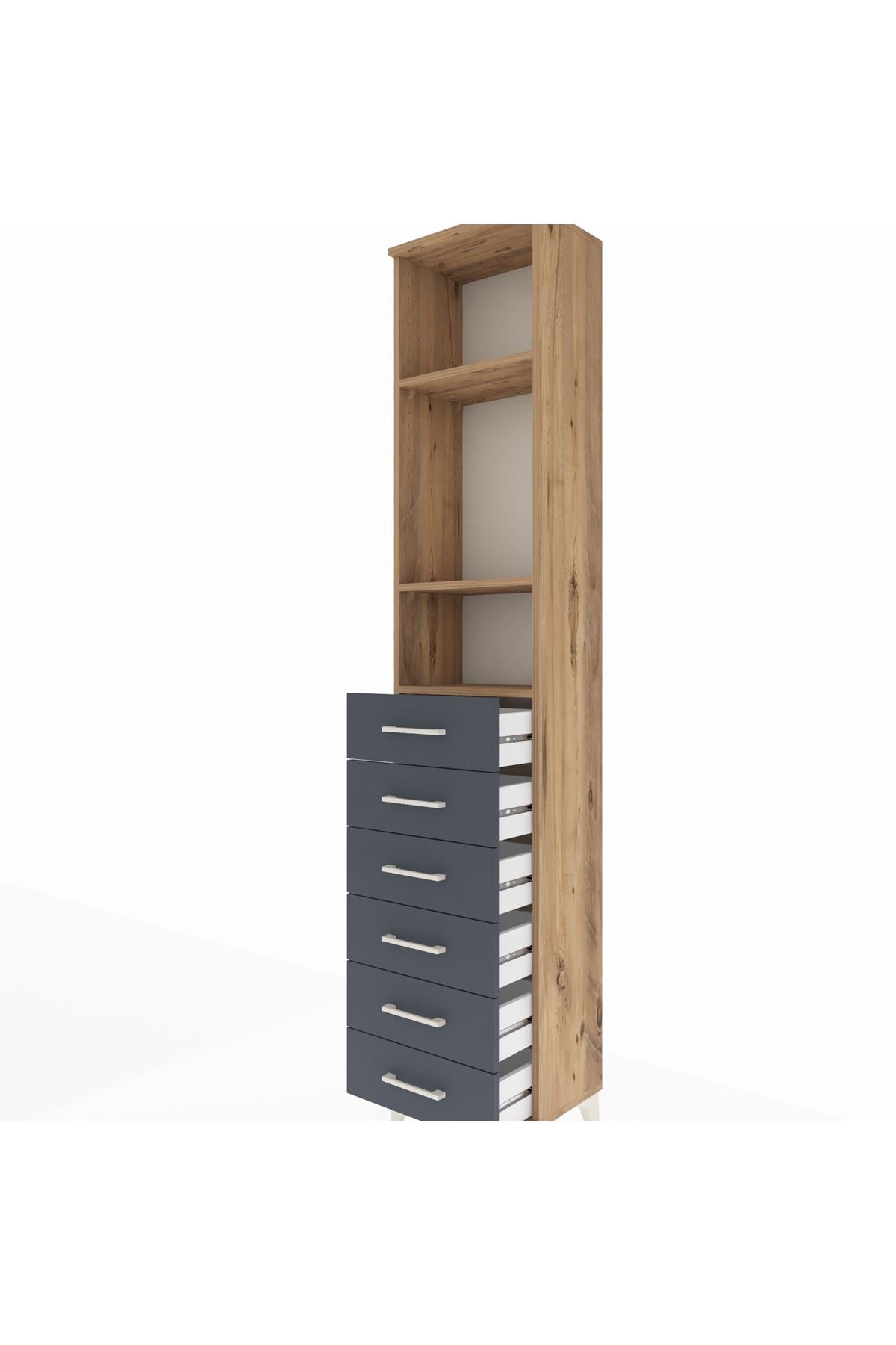 Arges Dolap 3 Raflı 6 Çekmeceli 44x30x221 - S28M105V8A