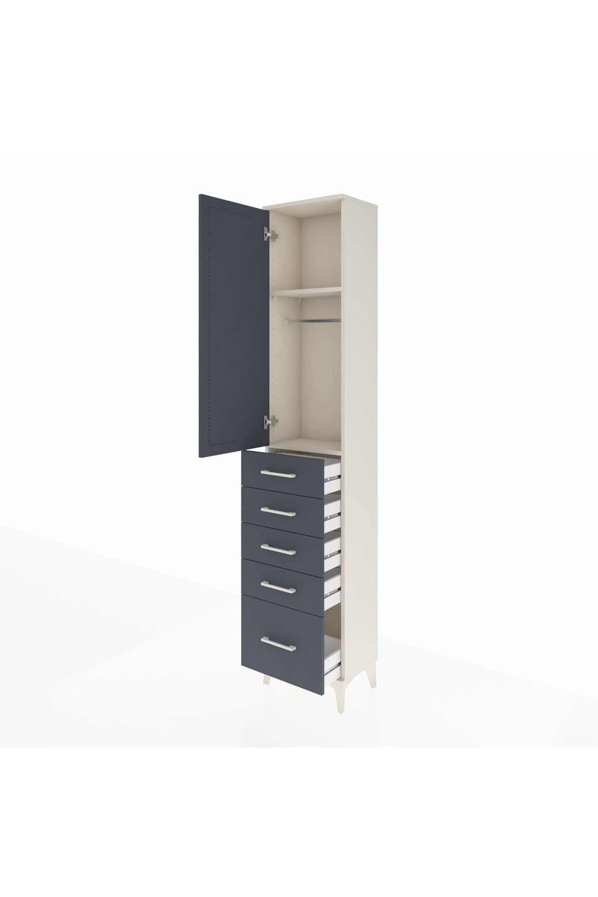Arges Dolap 2 Raflı 5 Çekmeceli Tek Askılı 44x30x221 - S28M106V2A
