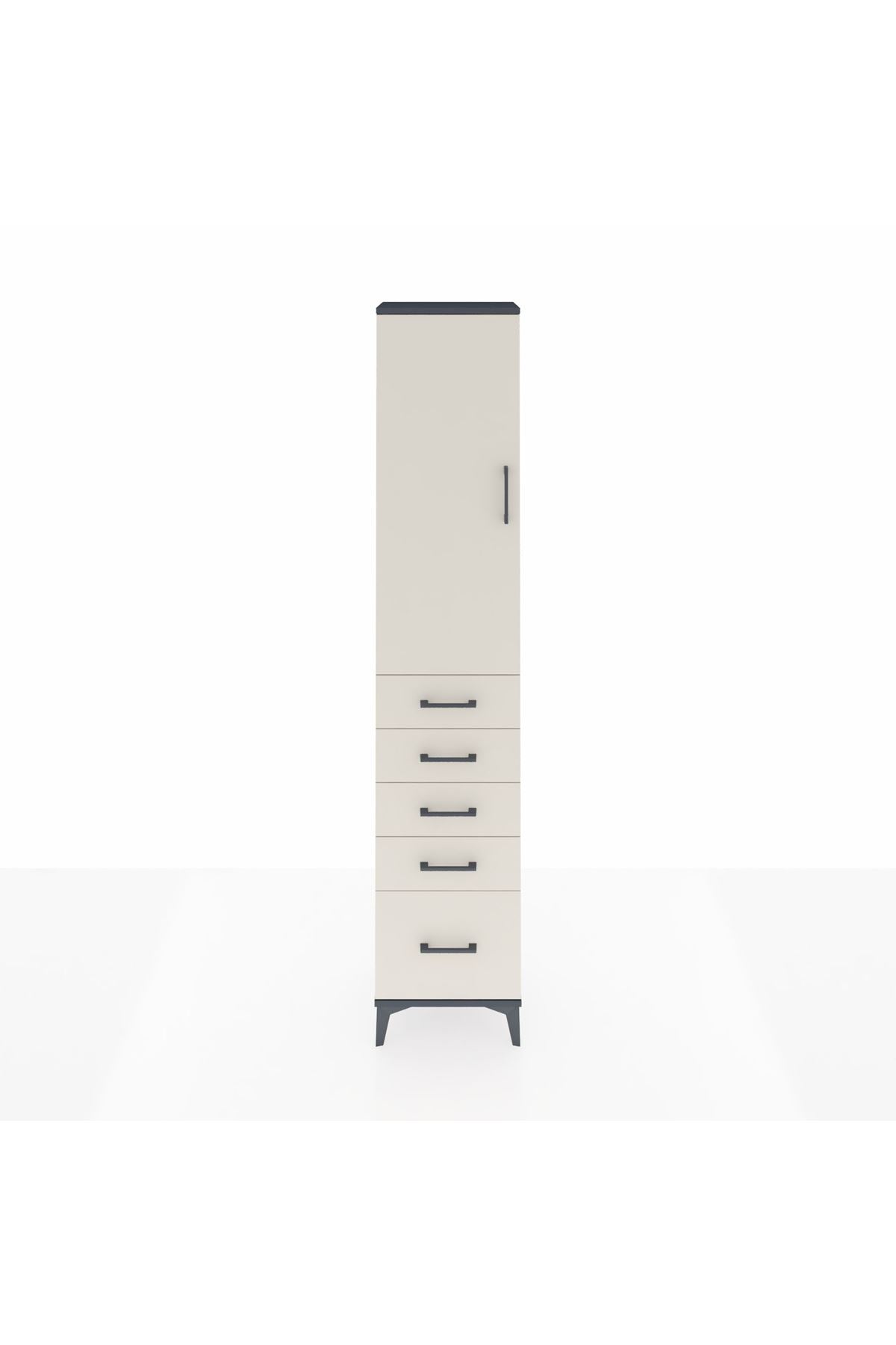 Arges Dolap 2 Raflı 5 Çekmeceli Tek Askılı 44x30x221 - S28M106V4A