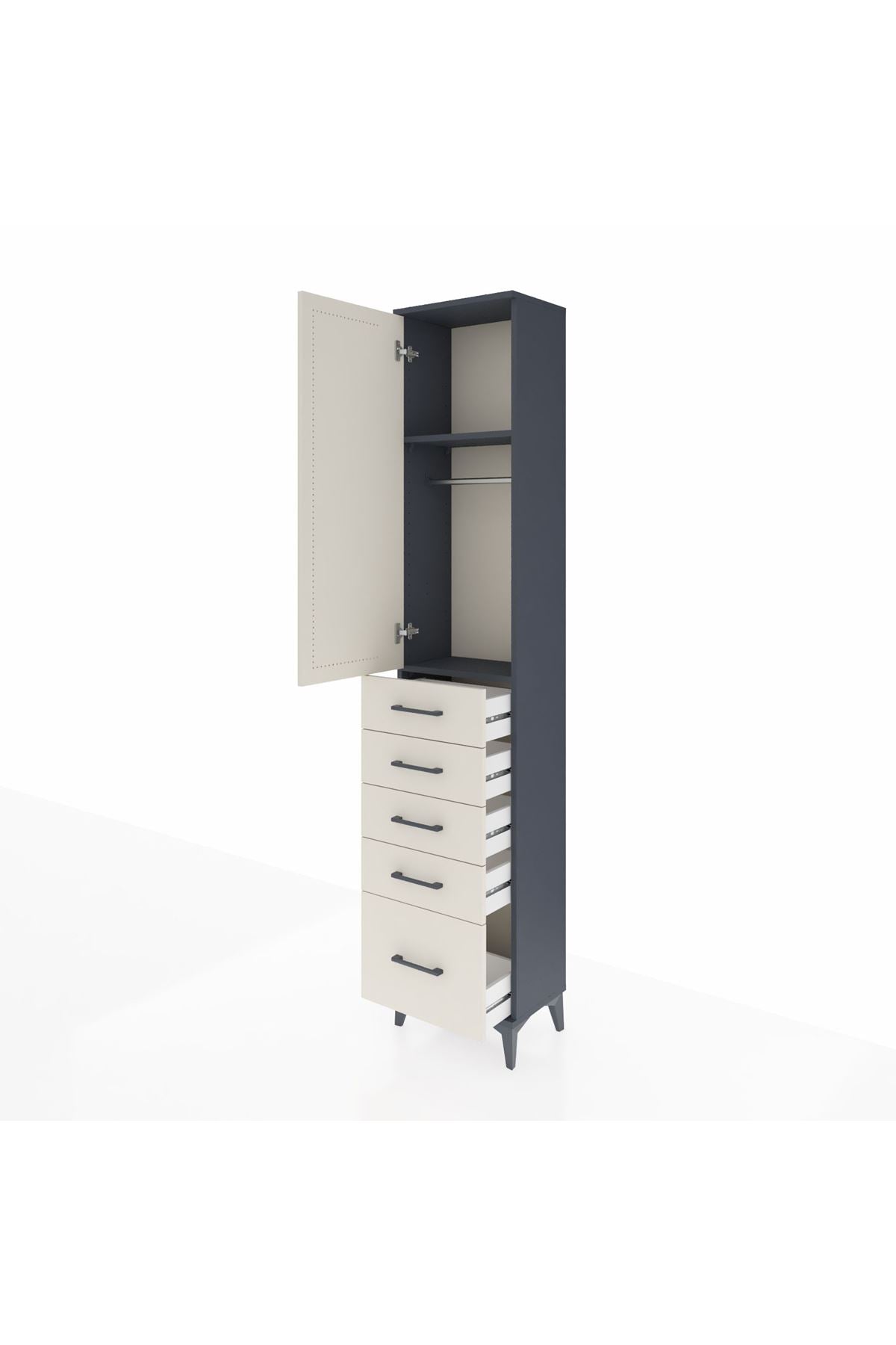 Arges Dolap 2 Raflı 5 Çekmeceli Tek Askılı 44x30x221 - S28M106V4A