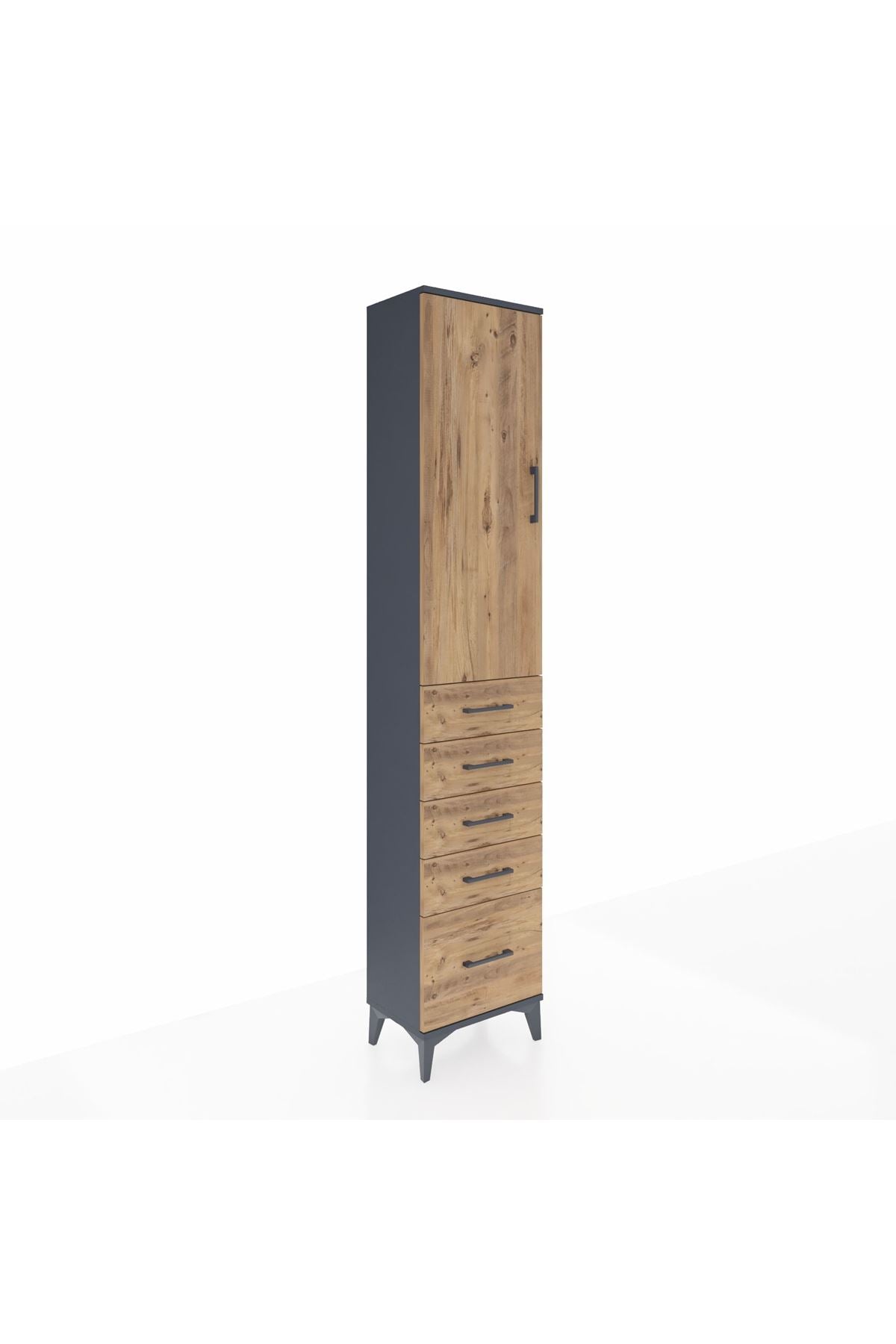 Arges Dolap 2 Raflı 5 Çekmeceli Tek Askılı 44x30x221 - S28M106V6A