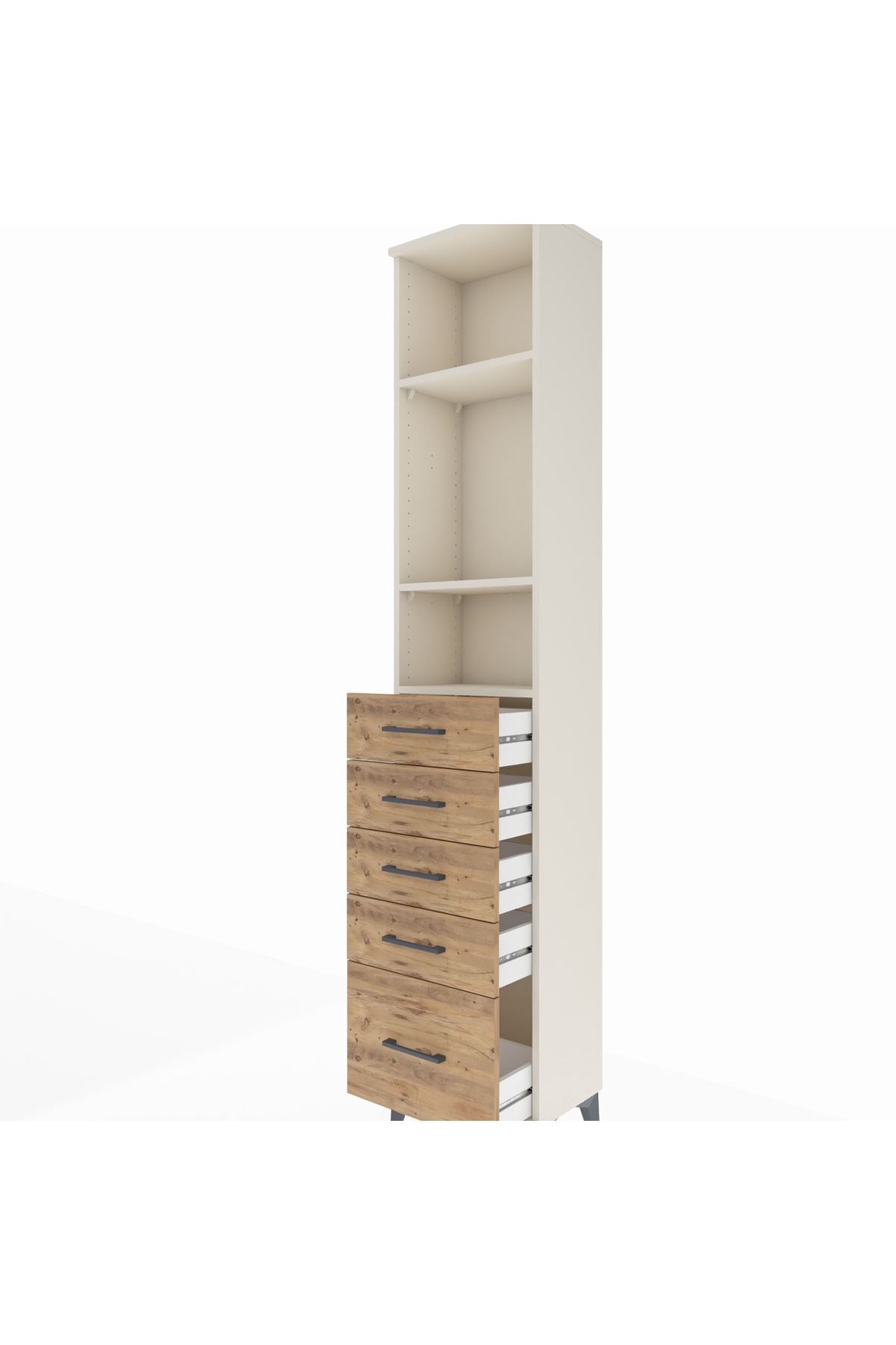 Arges Dolap 3 Raflı 5 Çekmeceli 44x30x221 - S28M107V3A