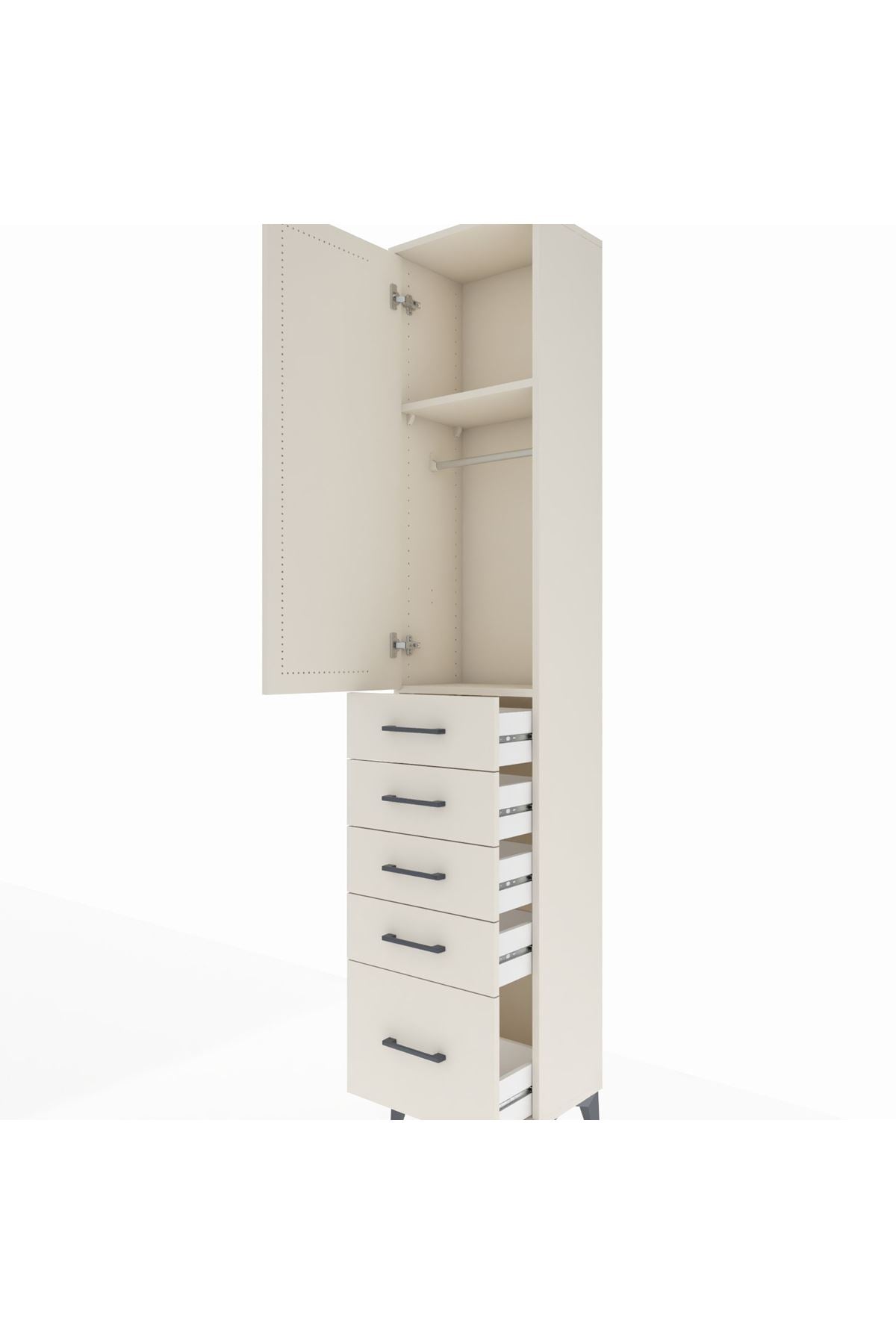 Arges Dolap 2 Raflı 5 Çekmeceli Tek Askılı 44x30x221 - S28M108V1A