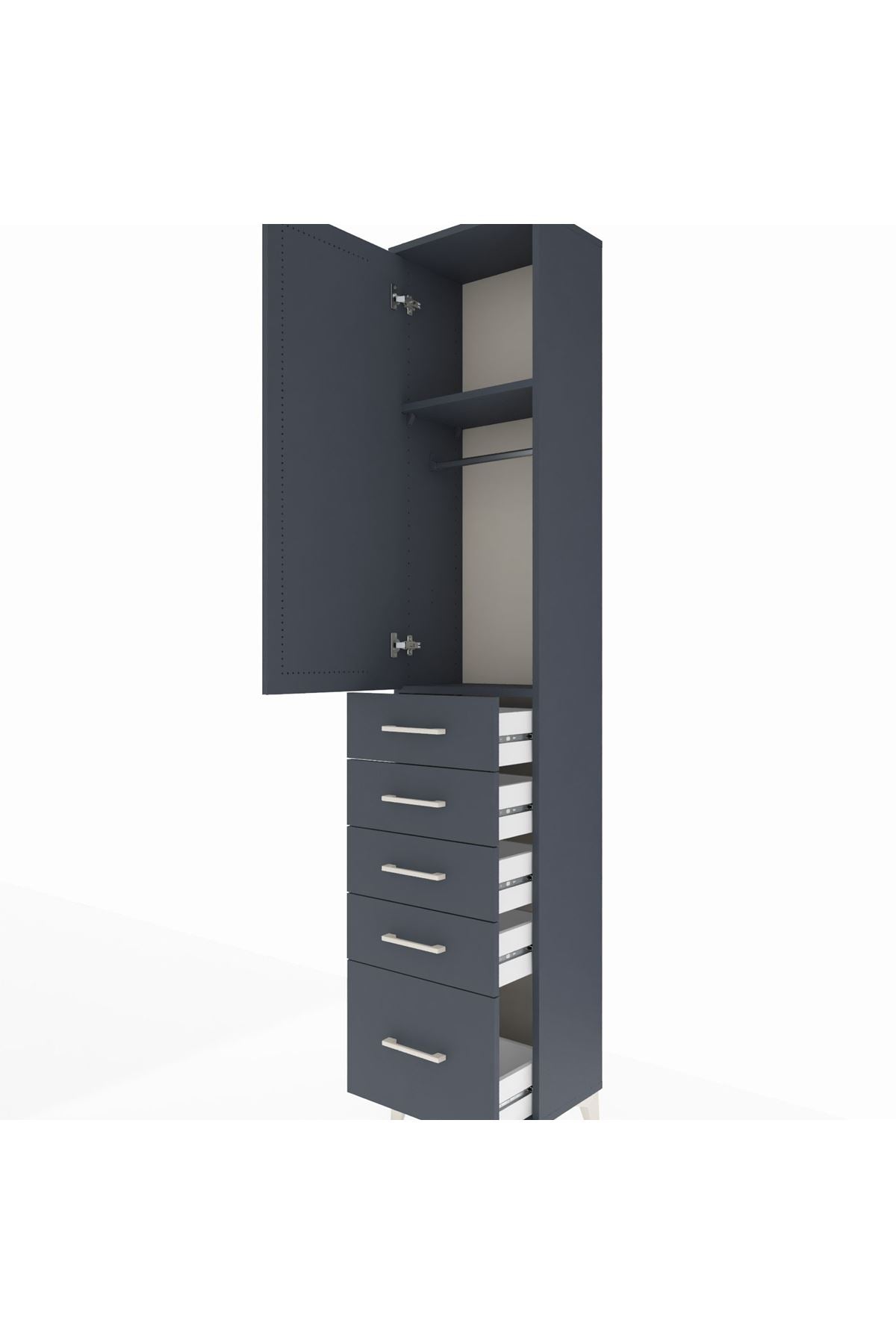 Arges Dolap 2 Raflı 5 Çekmeceli Tek Askılı 44x30x221 - S28M108V5A