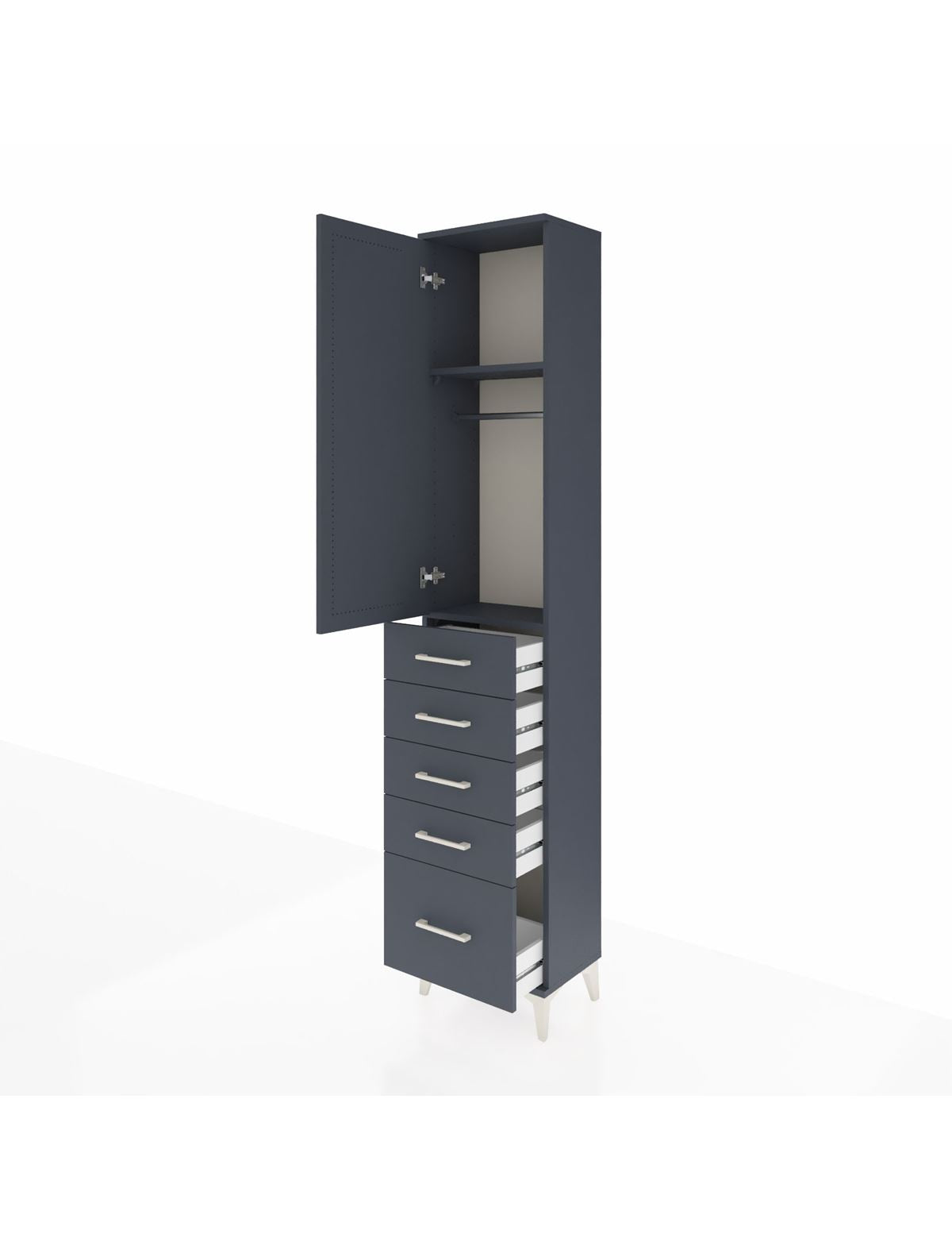 Arges Dolap 2 Raflı 5 Çekmeceli Tek Askılı 44x30x221 - S28M108V5A