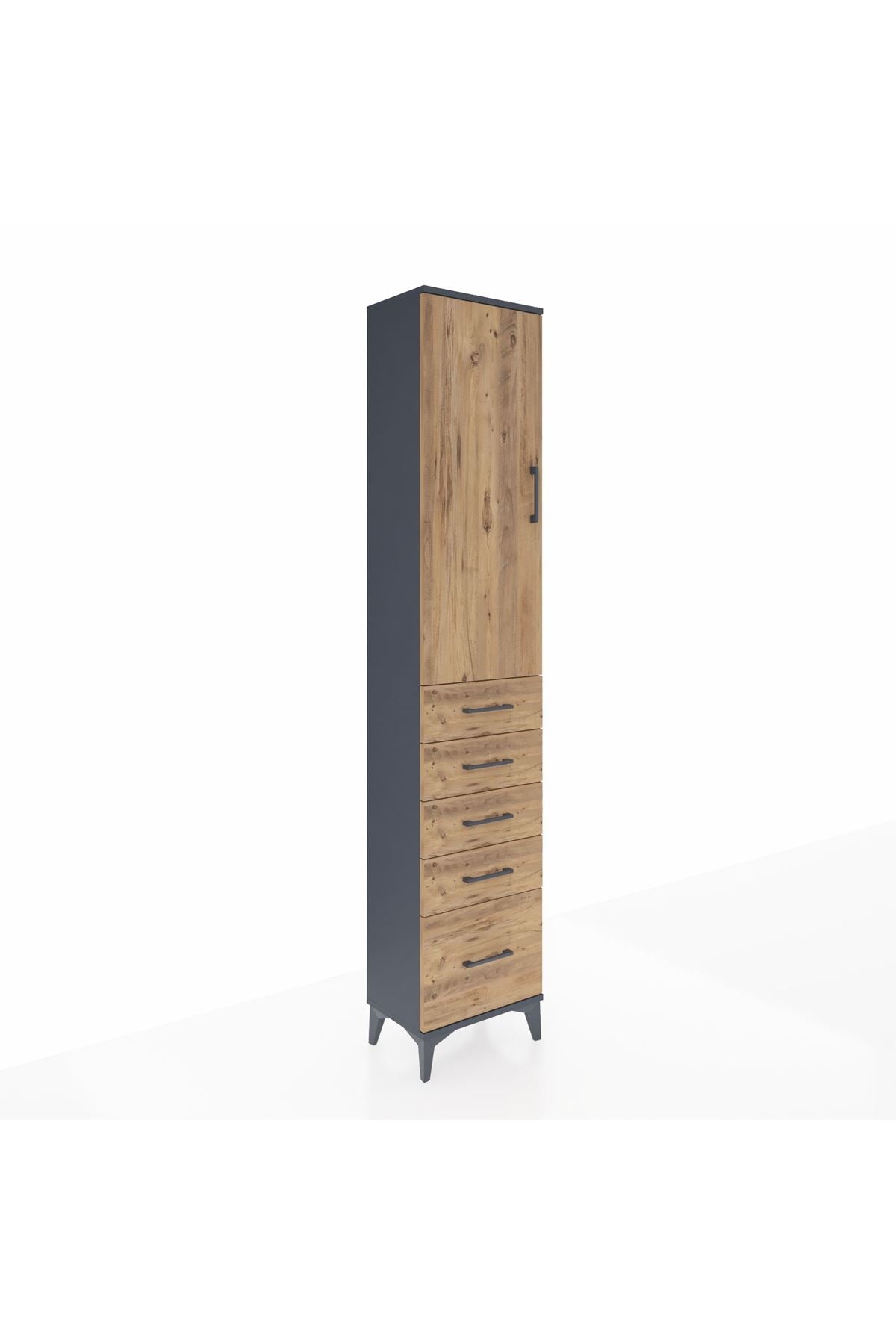 Arges Dolap 2 Raflı 5 Çekmeceli Tek Askılı 44x30x221 - S28M108V6A