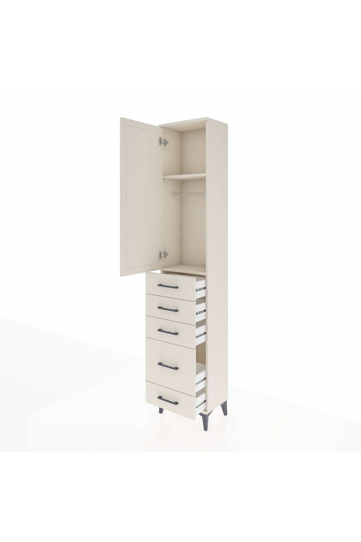 Arges Dolap 2 Raflı 5 Çekmeceli Tek Askılı 44x30x221 - S28M109V1A