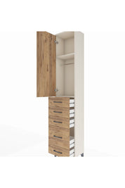 Arges Dolap 2 Raflı 5 Çekmeceli Tek Askılı 44x30x221 - S28M109V3A