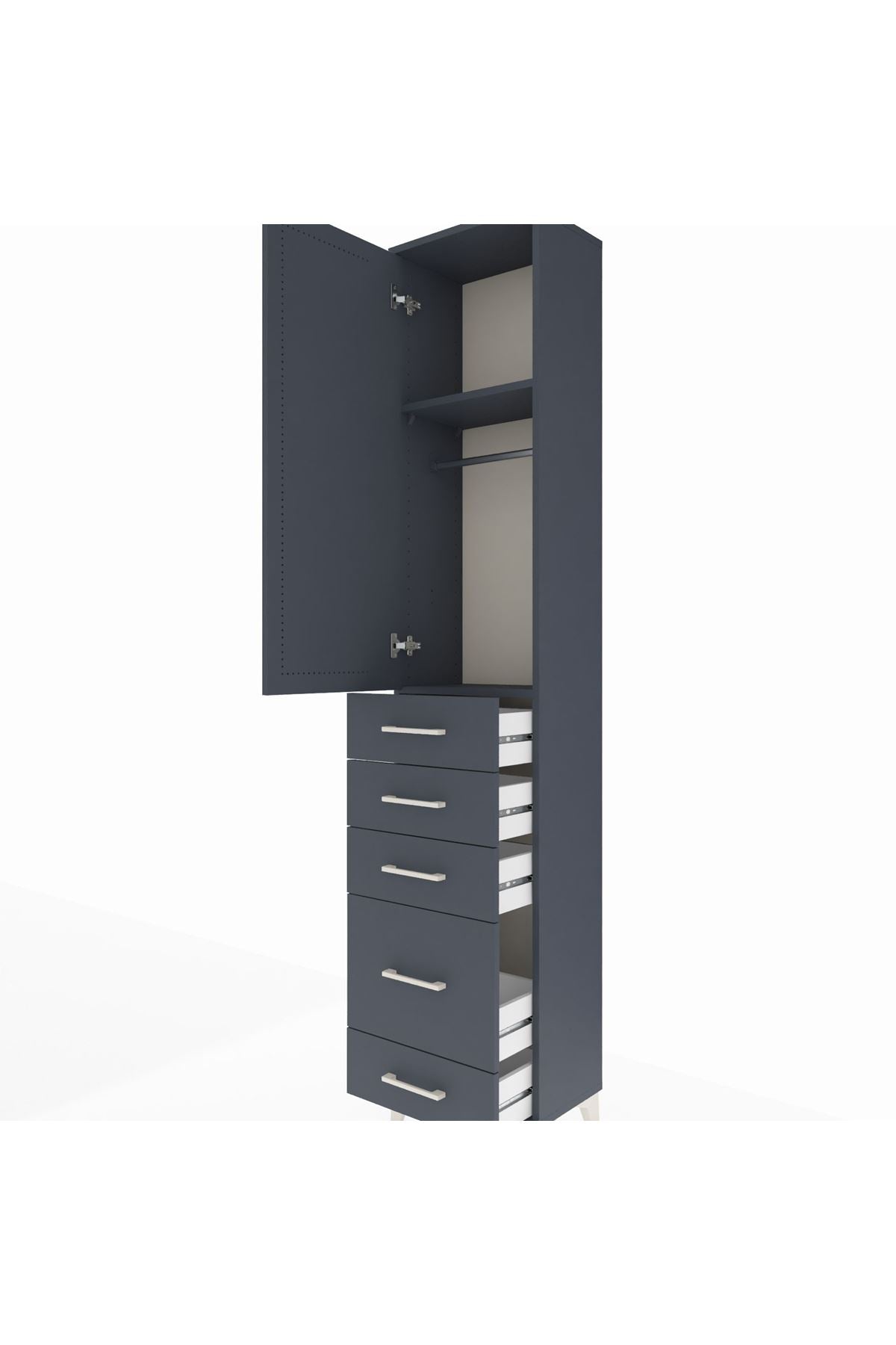 Arges Dolap 2 Raflı 5 Çekmeceli Tek Askılı 44x30x221 - S28M109V5A
