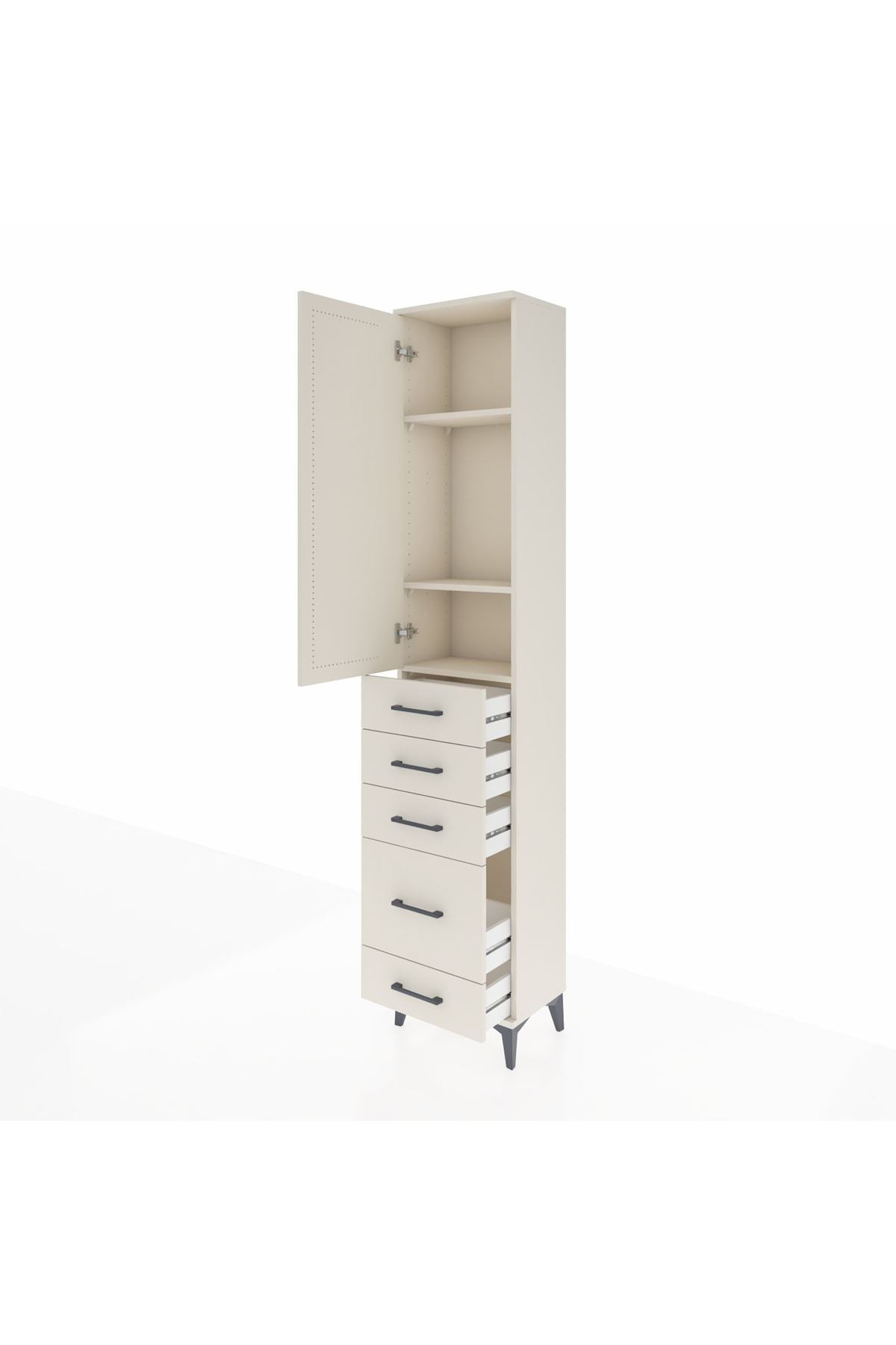 Arges Dolap 3 Raflı 5 Çekmeceli Tek Kapaklı 44x30x221 - S28M110V1A