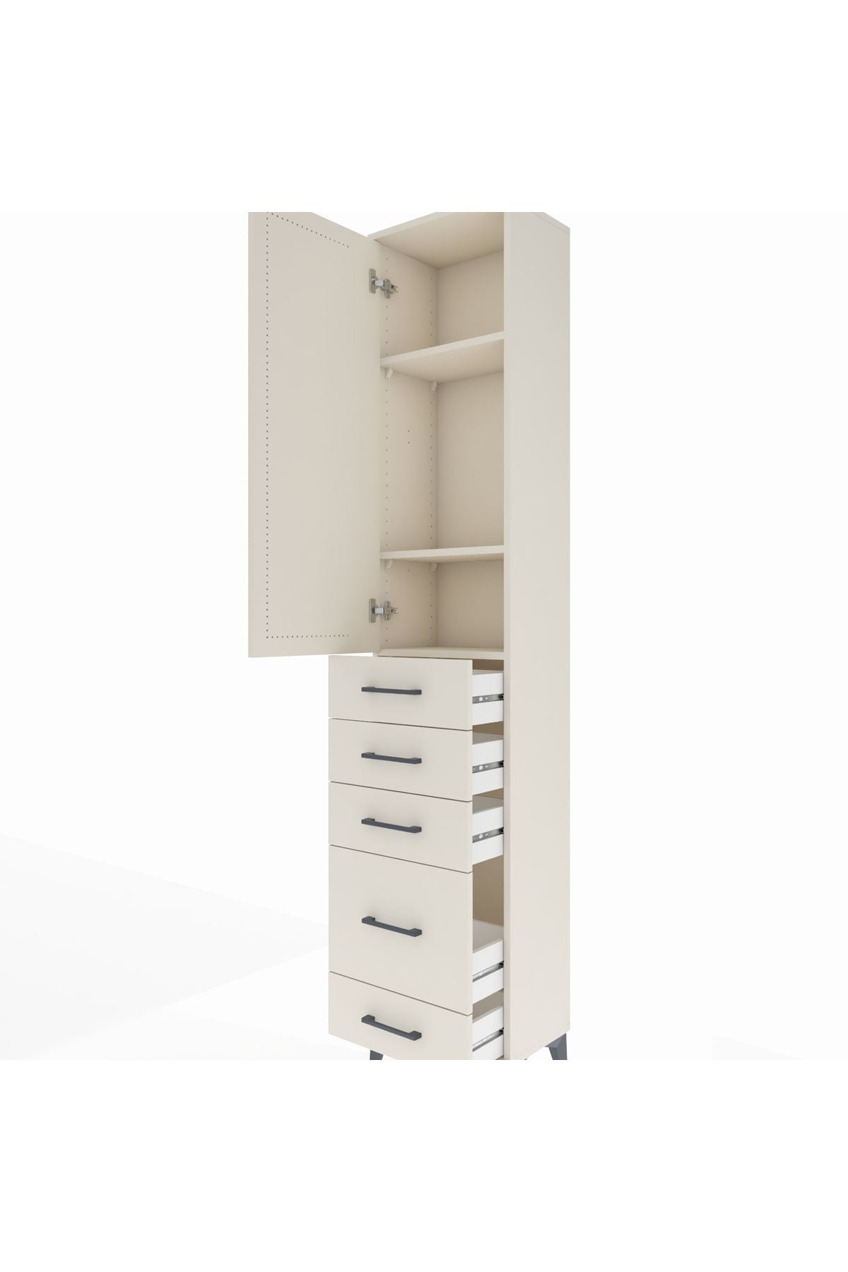Arges Dolap 3 Raflı 5 Çekmeceli Tek Kapaklı 44x30x221 - S28M110V1A