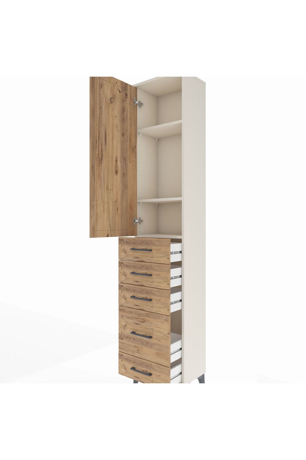Arges Dolap 3 Raflı 5 Çekmeceli Tek Kapaklı 44x30x221 - S28M110V3A