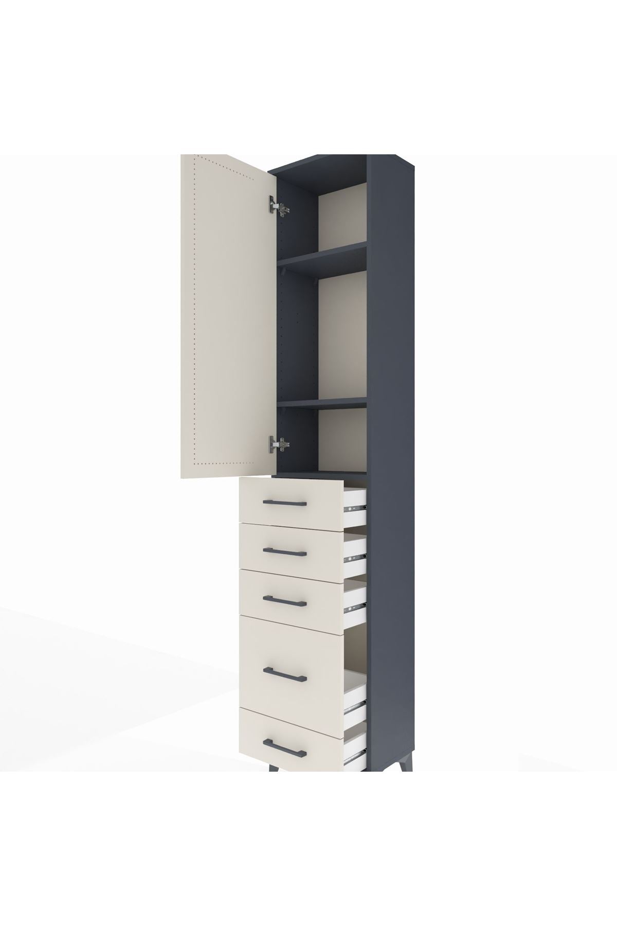 Arges Dolap 3 Raflı 5 Çekmeceli Tek Kapaklı 44x30x221 - S28M110V4A