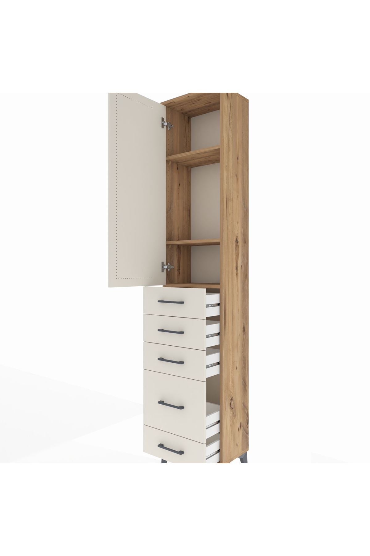 Arges Dolap 3 Raflı 5 Çekmeceli Tek Kapaklı 44x30x221 - S28M110V7A