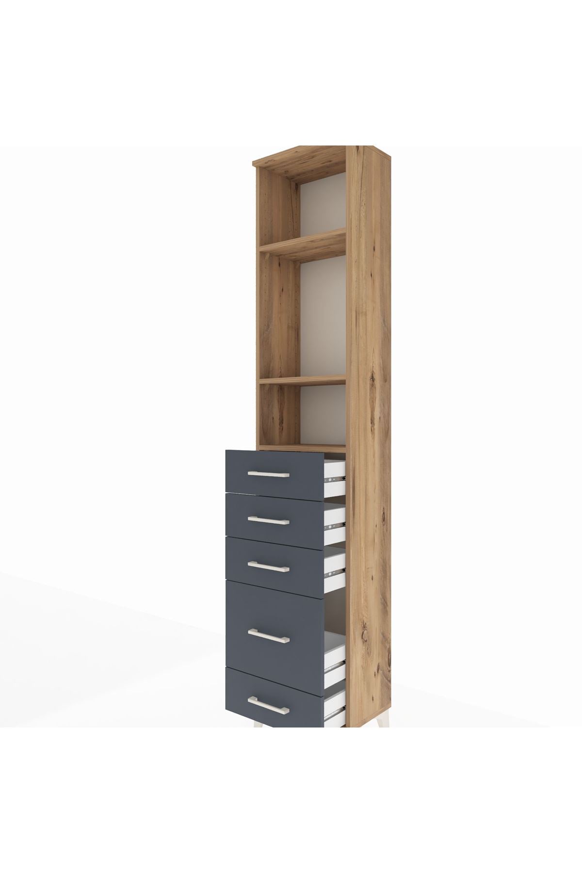 Arges Dolap 3 Raflı 5 Çekmeceli 44x30x221 - S28M111V8A