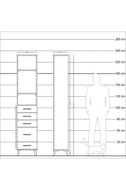 Arges Dolap 3 Raflı 5 Çekmeceli 44x30x221 - S28M111V9A