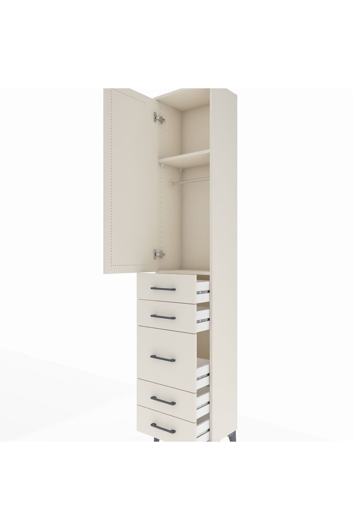 Arges Dolap 2 Raflı 5 Çekmeceli Tek Askılı 44x30x221 - S28M112V1A