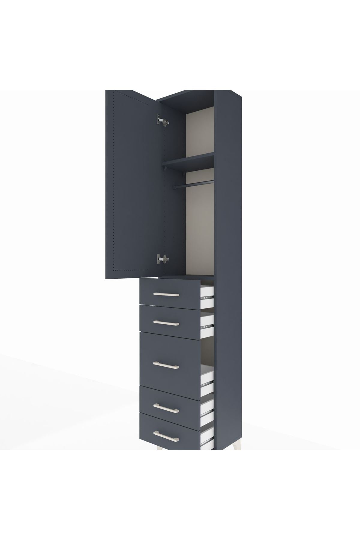 Arges Dolap 2 Raflı 5 Çekmeceli Tek Askılı 44x30x221 - S28M112V5A