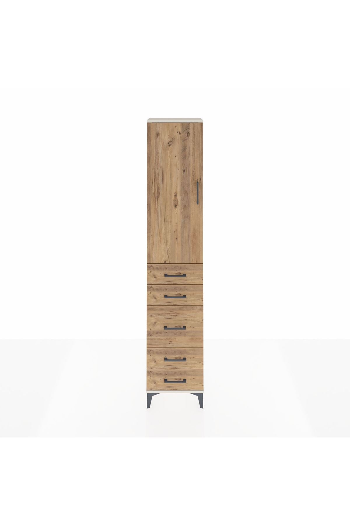 Arges Dolap 3 Raflı 5 Çekmeceli Tek Kapaklı 44x30x221 - S28M113V3A