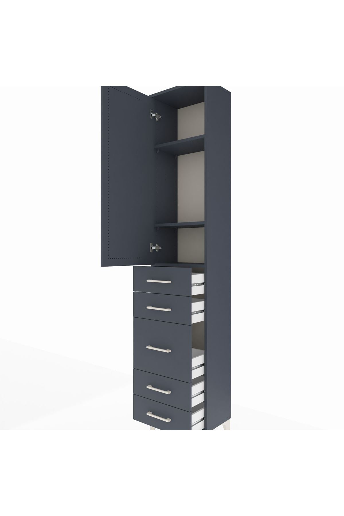 Arges Dolap 3 Raflı 5 Çekmeceli Tek Kapaklı 44x30x221 - S28M113V5A